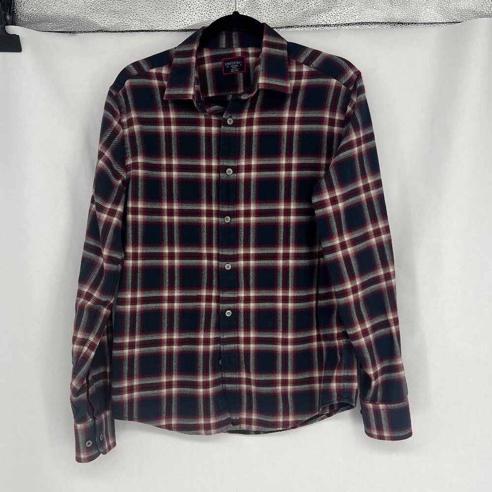 Untuckit Men’s Rondel Premium Cotton Flannel Button Down Shirt - Size M